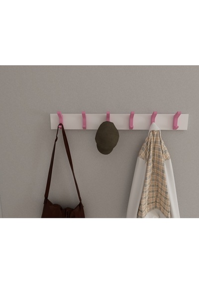 Hepsi3boyutlu Modern Duvar & Kapı Kanca Askılık - 6 Adet Pembe Kanca Askılık - Model No : 2 Pembe
