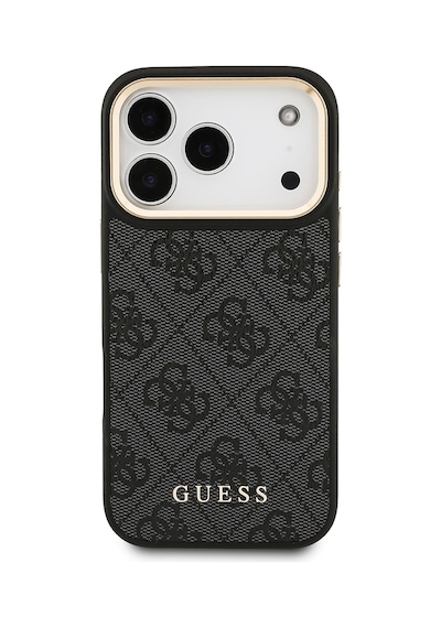 Apple Uyumlu iPhone 17 Pro Kılıf Guess Lisanslı M-safeli 4g Metal Büyük Logolu Kartlıklı Kapak Siyah Siyah