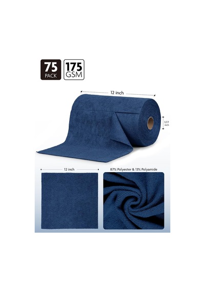 Çok Amaçlı Rulo Mikrofiber Temizlik Bezi 30x30 75 Yapraklı Lacivert Lacivert