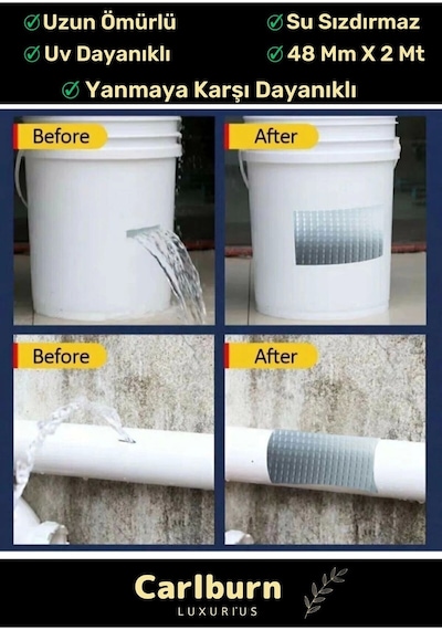 Süper Güçlü Su Geçirmez Sızdırmaz Mavi Renk Çok Amaçlı Tamir Ve İzolasyon Bandı 48mm X 10m - 3 Adet