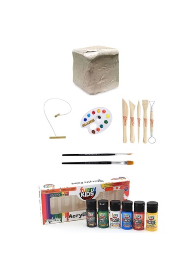 Seramik Hamuru 6 Kg Funny Kids Kids 20 Ml 6 Renk Akrilik Boya Seramik Başlangıç Seti