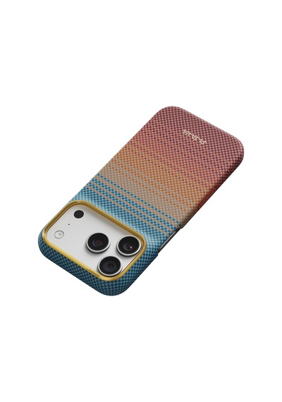 Apple iPhone Uyumlu 18 Pro Max Kılıf M-safeli Aramid Fiber Pitaka Sunset 2.0 California Dream Serisi Mavi-kahve Mavi - Kahverengi