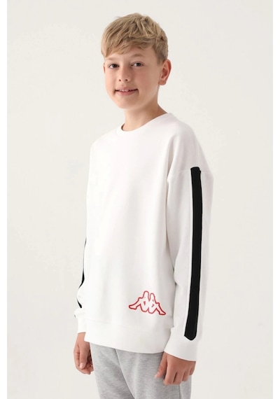 Kappa Krem Bisiklet Yaka Kol Detay Erkek Çocuk Sweatshirt Siyah