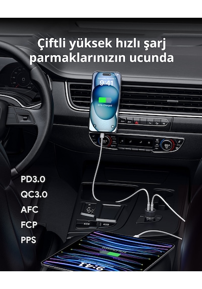 Aukey Cc-y23-bk 65w Small 2port Car Charge C+c P. Cyau-y23-01