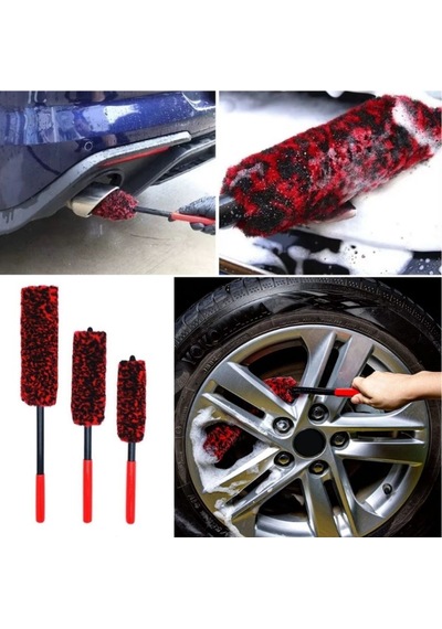 Mucit Home Egzoz Temizleme Fırçası 3lü Bükülebilen Peluş Detaylı Temizlik İçin Oto Jant