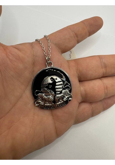 Muay Thai Ruhu Dövüş Sanatları Figürlü Unisex Kolye 60 Cm Zincirli Çok renkli