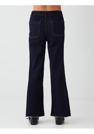 Jimmy Key İndigo Mavi Rahat Kesim Bol Paça Yüksek Bel Denim Pantolon 6ww187147448