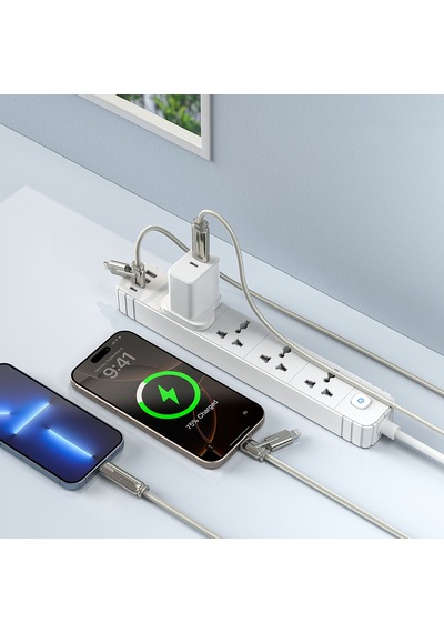 Go Des Gd-uc832 4in1 Pd Çoklu Usb-a + Type-c To Type-c + Lightning Şarj Ve Data Kablosu Gri