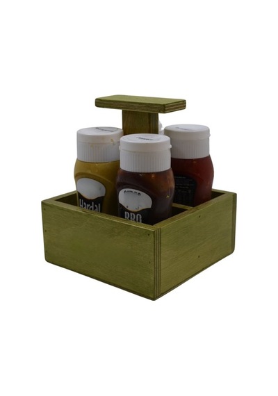 Ahşap Yeşil Sos Kutusu 16x16x7cm Şık Ve Fonksiyonel Tasarım