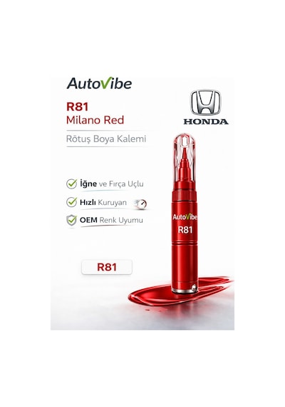 Honda Rötuş Boya Kalemi R81 Milano Red Toyota Nissan Mazda Subaru Suzuki Mitsubishi İki Tüp Sedefli