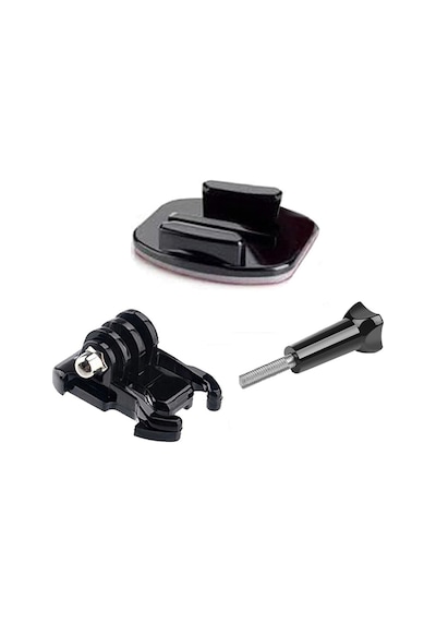 Gplus Bs04yvh 4 Parça Flat Düz Yüzey Hızlı Tak Aksiyon Kamera Uyumlu 3m Yapışkanlı Motor Kask Bağlantı Seti Siyah