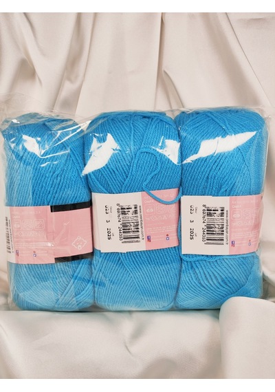 Lux Baby Turkuaz Mavi El Örgü İpi Art No:3010 - Nm:3.4 - 100gr. 340mt. 3 Adet - Renk: 023