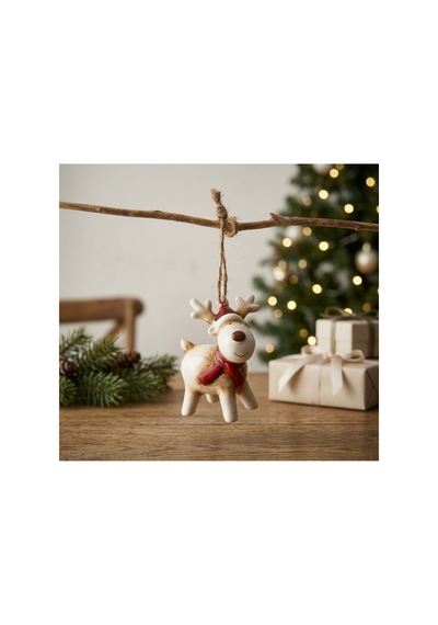 Yılbaşı Ağacı Süsü Sevimli Noel Geyiği Figürü - 8 Cm Diğer