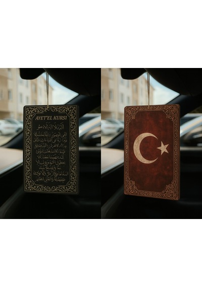 Ayetel Kürsi Ve Türk Bayrağı - İkili Oto Kokusu - Dekoratif Araç Kokusu Ve Aksesuarı