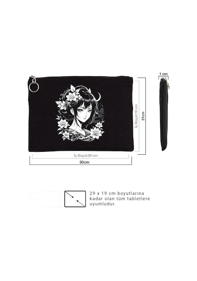 Tattoo Tablet/portföy Çanta - Astarlı 30x21 Cm Siyah - No.02 Siyah