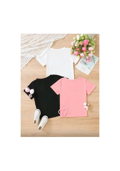 Stil X Yeniz Sezon 3' Lü Takım Kız Çocuk Tshirt, Çok Renkli, %100 Pamuk Çok Renkli-5