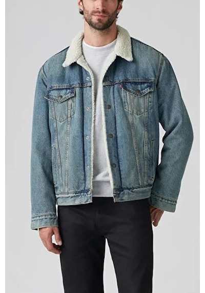 Levi's Rahat Kalıp Sherpa Trucker Kürklü Kot Ceket Mavi