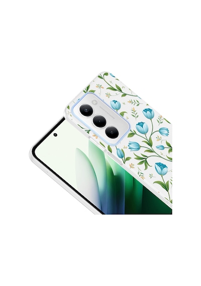 Redmi 15 Kılıf Kamera Korumalı Desenli Zore Klip Kapak - Mavi Lale -