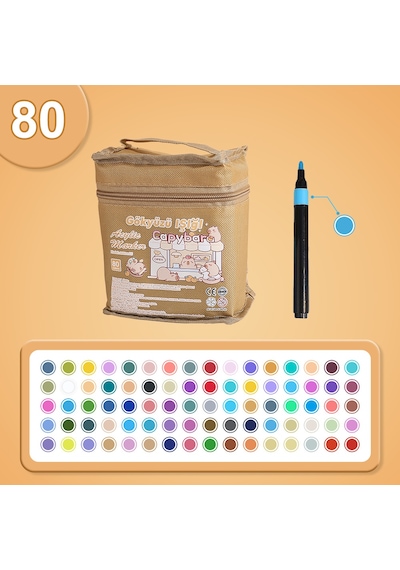 Çok Renkli Akrilik Marker Boya Kalem Seti - Çantalı 80renkli