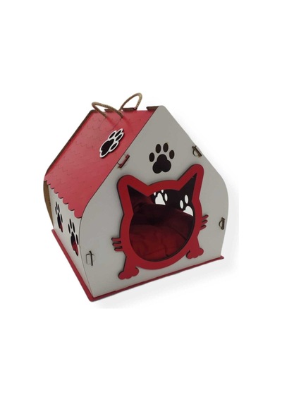 Ahşap Yetişkin Kedi Evi Hobbit Model, Doğal Ve Şık Tasarım