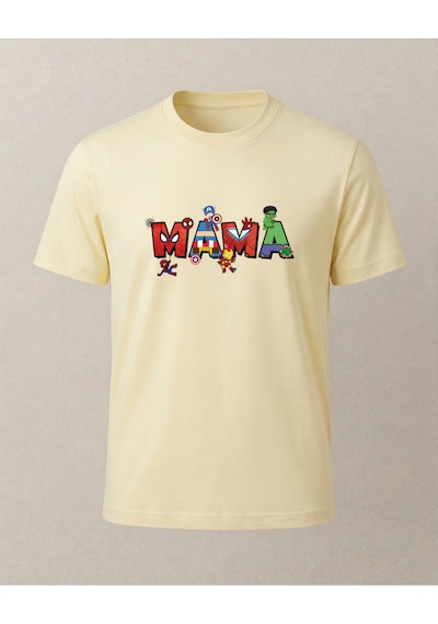 Mama Baskılı Anneler İçin T-shirt Sarı
