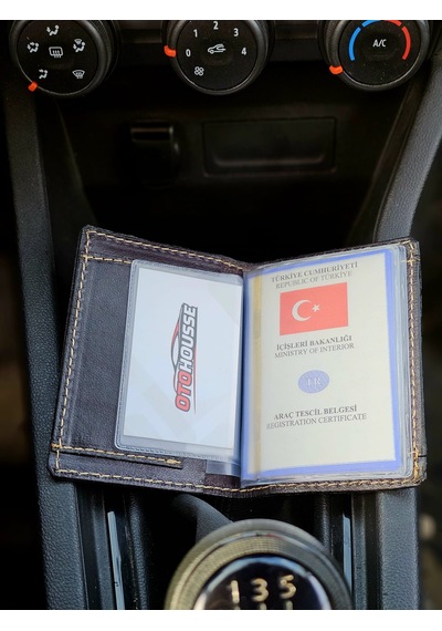 Otohousse Hakiki Deri Ruhsatlık Erkek Kadın Cüzdan Siyah