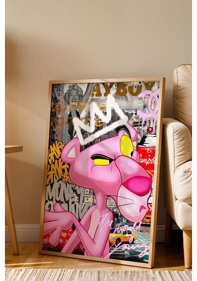 Pink Panther Çerçeveli Tablo - Print Money Serisi Poster Tablo