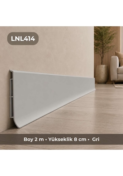 Linela Suya Dayanıklı Pvc Süpürgelik 8 Cm - Gri - Lnl414