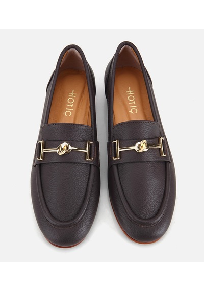 Hotiç Kadın Deri Kahverengi Yumuşak Dokulu Tokalı Klasik Loafer