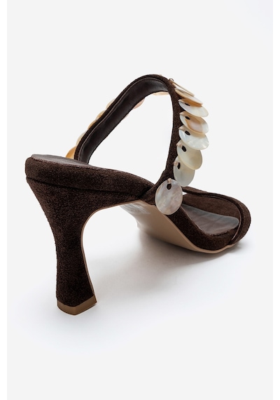 Luvishoes Arund Kahverengi Süet Hakiki Deri Sedef Pul Aksesuarlı Kadın İnce Topuklu Terlik Luvishoes Arund Kahverengi Süet Hakiki Deri Sedef Pul Aksesuarlı Kadın İnce Topuklu Terlik
