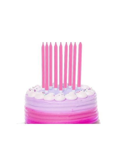 Pembe Çubuk Mum 7 Adet 21 Cm