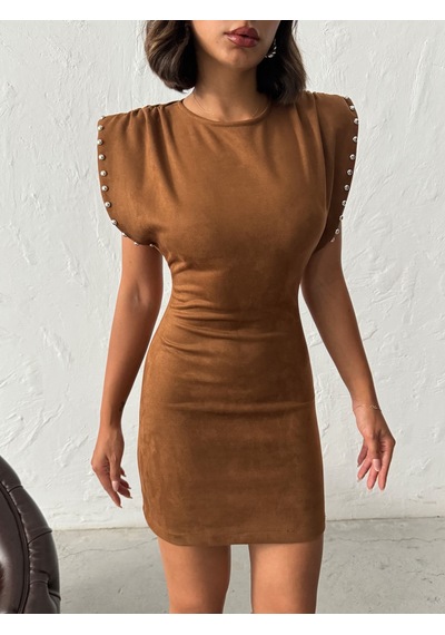 Verymoda Droplu Scuba Süet Elbise Vmf2002 Taba