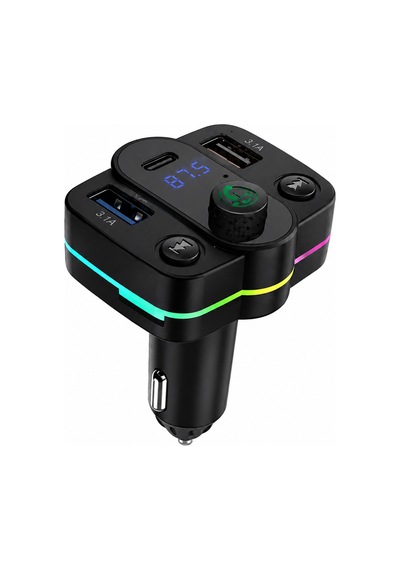 Bluetooth Fm Transmitter Araç Çakmaklıl Girişli Mp3 Çalar Type-c + Çift Usb Şarj Cihazı 5v 3.1a Siyah