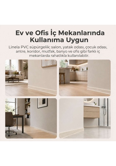 Linela Suya Dayanıklı Pvc Süpürgelik 8 Cm - Auckland Meşe - Lnl404
