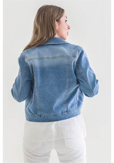Bold & Young Power Streç Yıpratmalı Bleach Washing Denim Ceket Sky Blue Mavi