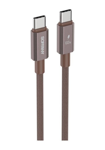 60w Örgülü Type-c To Type-c Şarj Kablosu Kahverengi