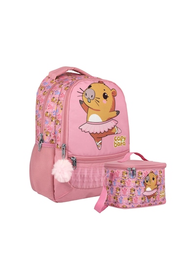 Capybara Kız Çocuk Balerin Capybara Desenli Okul Çantası+beslenme Çantası Seti - Setcpb5215b Pembe
