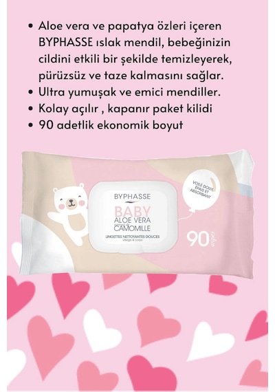 Byphasse Bebekler İçin Islak Temizleme Mendili Hassas Cilt 90 Adet