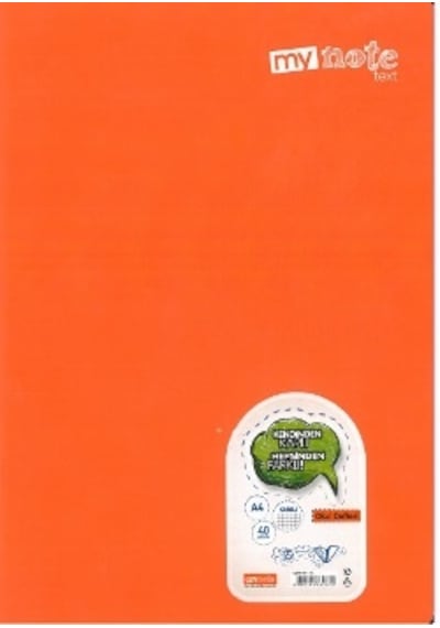My Note Text Up Pp.Kapak Defter Dikişli A4 Kareli 40 Yaprak Turuncu