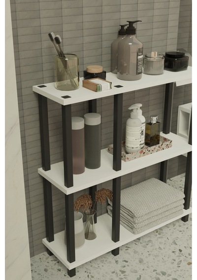 Terada 3 Katlı Banyo Düzenleyici Çok Raflı Banyo Organizeri Çok Amaçlı Banyo Düzenleyici - Beyaz Beyaz