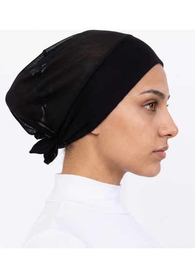 Alivascarf Clima Fit Bone - Tüllü Terletmeyen Kadın Tesettür Bone Türban Eşarp Şal Bonesi Bej Siyah