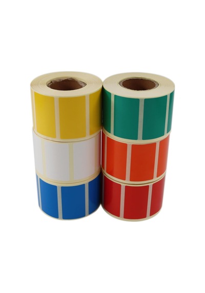 Kuşe Renk Baskılı Etiket 50mm X 30mm Ölçülerinde 1000 Adet 40mm Kuka Çapında Kendinden Yapışkanlı Rulo Etiket Mavi Diğer