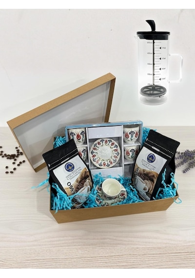 French Press Hediyeli 6 Kişilik Kahve Fincanı Seti + Espresso & Filtre Kahve Sevgililer Günü Özel Diğer