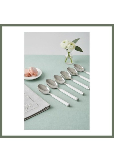 Bezos 6 Lı Paslanmaz Çelik Tatlı Kaşığı Seti Beyaz Saplı 15 Cm Bezos1