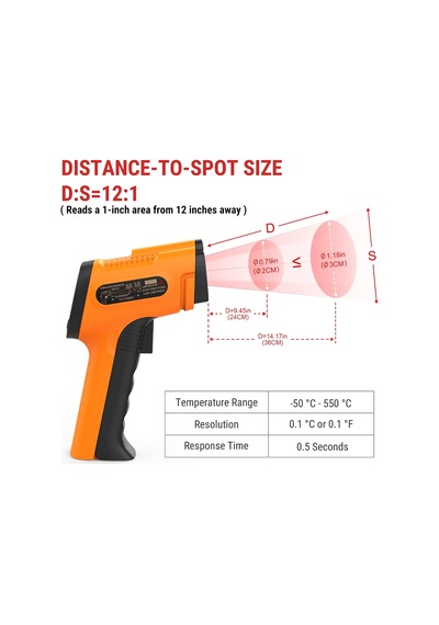 Thermopro Tp30 Yüksek Hassasiyetli Profesyonel Kızılötesi Termometre, -50 C İla 550 C -58 F İla 1022 F Ayarlan