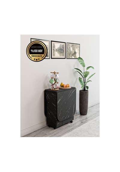 Oval Masa Açılır Katlanır Fonksiyonel Mdf Siyah Oval Masa Açılır Katlanır Fonksiyonel Mdf Siyah