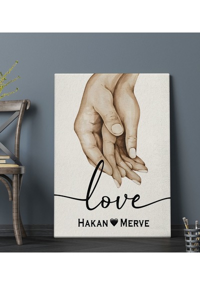 Bk Gift Kişiye Özel Sevgili El Ele Tasarımlı Kanvas Tablo-1 70x100 , Sevgiliye Hediye, Sevgililer Günü Hediyesi Kobitmeyencom33668 Bk Gift