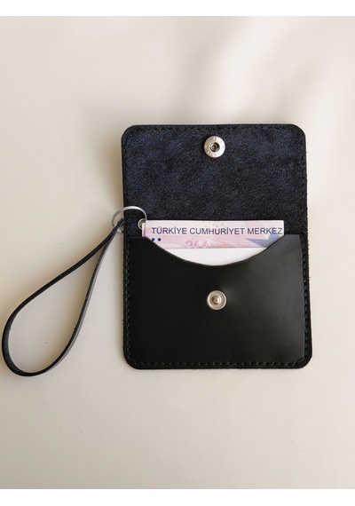 Luna Luster Hakiki Deri Minimal Tasarım Unisex Siyah Kartlık & Cüzdan SİYAH