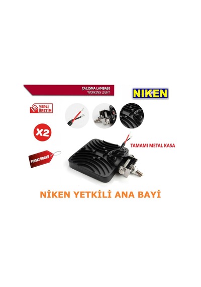 2 Adet Niken 9 Ledli Off Road Sis Lambası Sis Farı 12 Volt 27 Wat