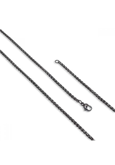 Erkek Siyah Renk Çelik Kolye 2.5mm 9203 Siyah